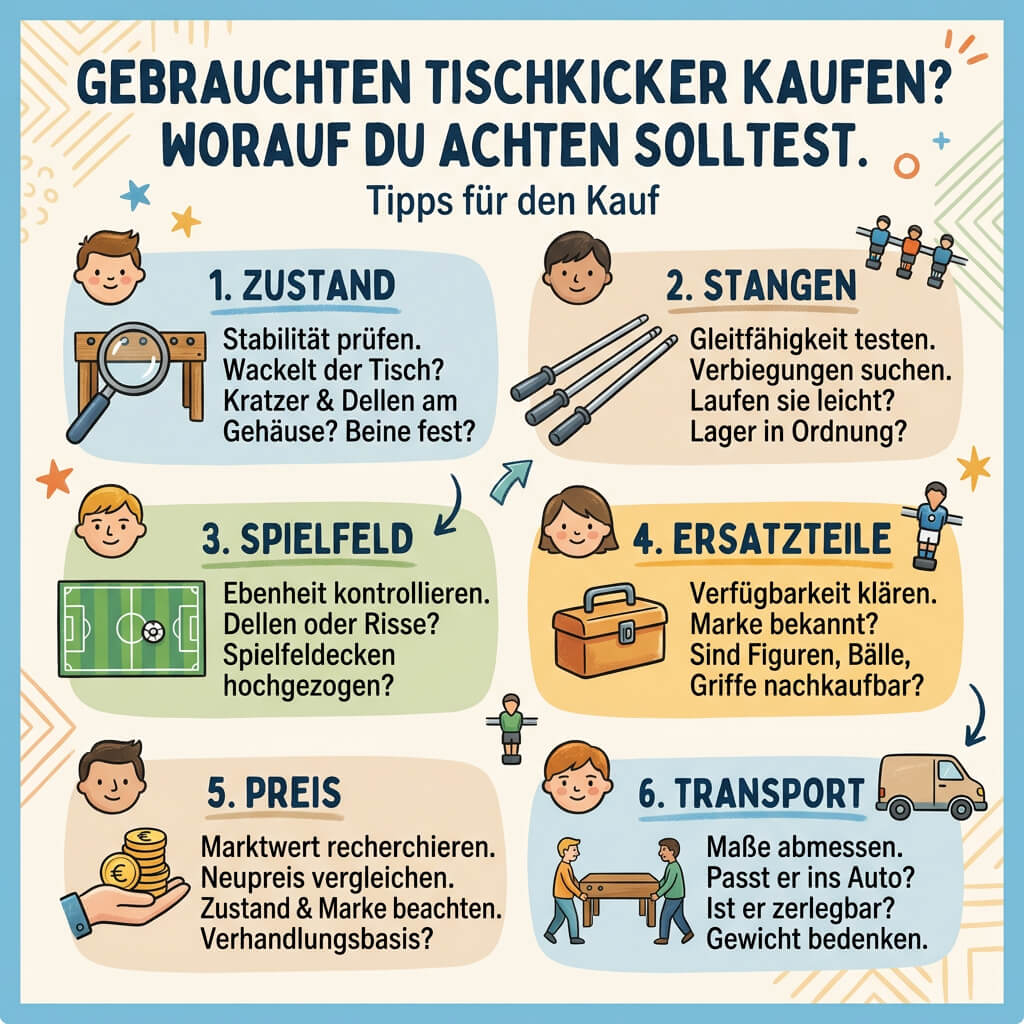gebrauchten tischkicker kaufen worauf achten